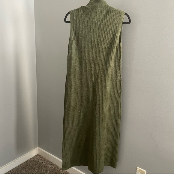 NWT Zara Soft Feel Sleeveless Dark Green Dress Alpaca Wool Blend Size Large - Picture 5 of 7